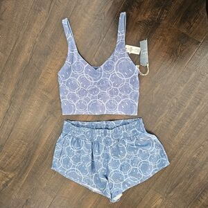 Aerie Smiley World Longline Top And Shorts Set